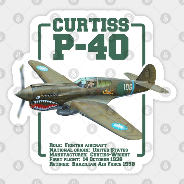 Curtiss P-40 Warhawk | WW2 Plane Sticker by Distant War